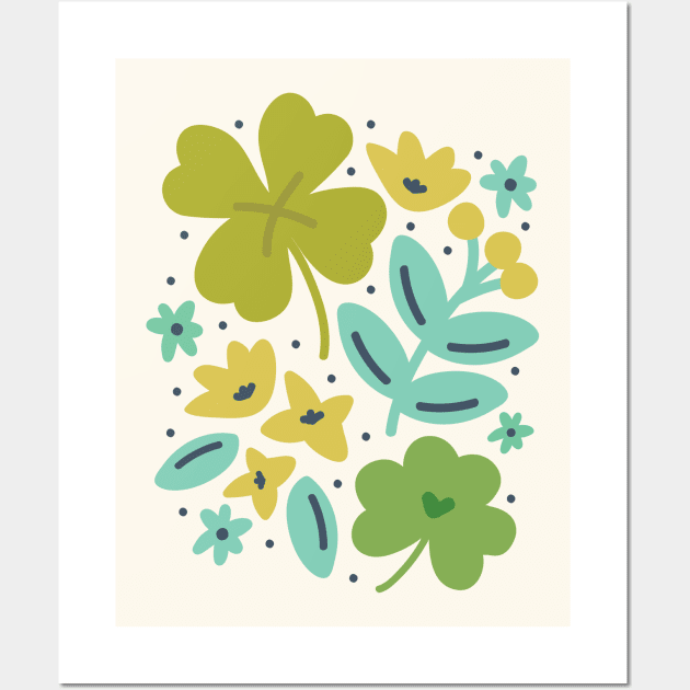 Clovers & Flowers Wall Art by allisonromerodesign